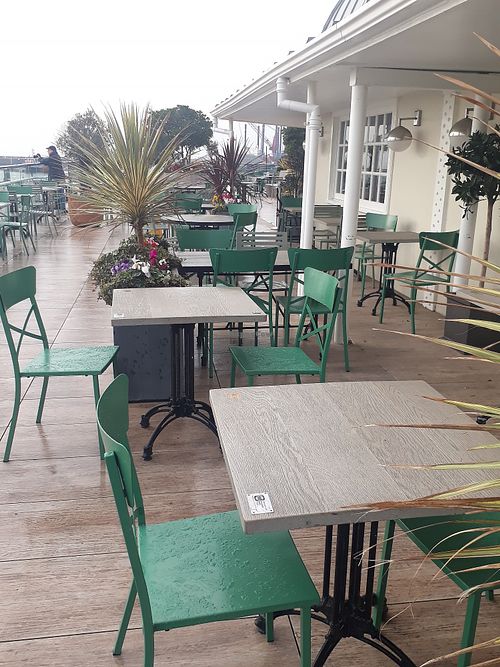 Outdoor decking overlooking the sea at Royal Victoria Pavilion in Ramsgate