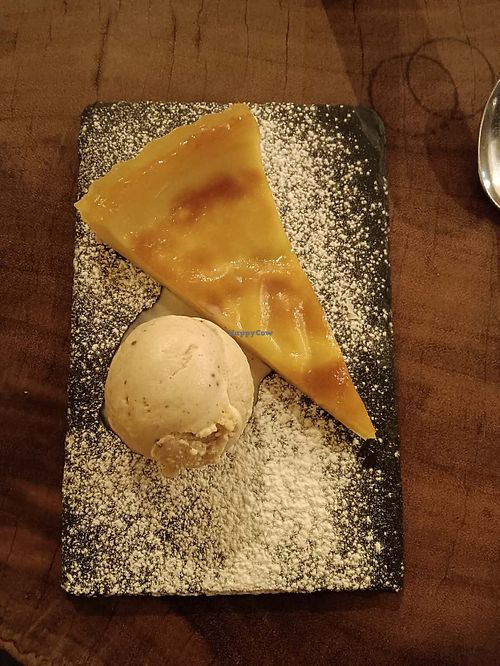 Pastel de nata torte with ice cream at Kong - Food Made With Compassion in Lisbon