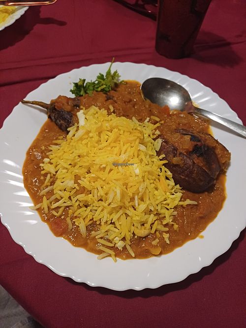 Egg plant Bengal & coconut rice at Suprabhatham in Kovalam