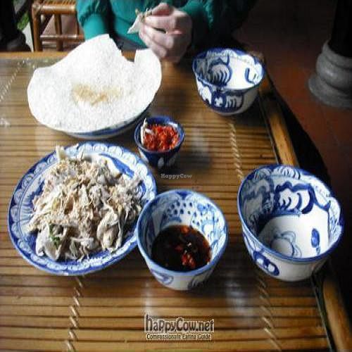 Jackfruit and sesame, yummy, but tastes bizarrely like chicken. at Lien Hoa in Hue
