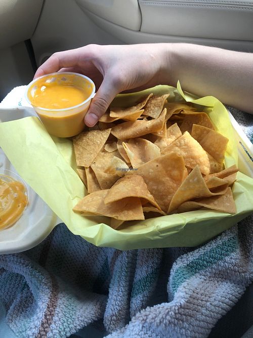 Chips and cheese sauce.  Could pass as dairy it was so good at Just Vegana in Fontana