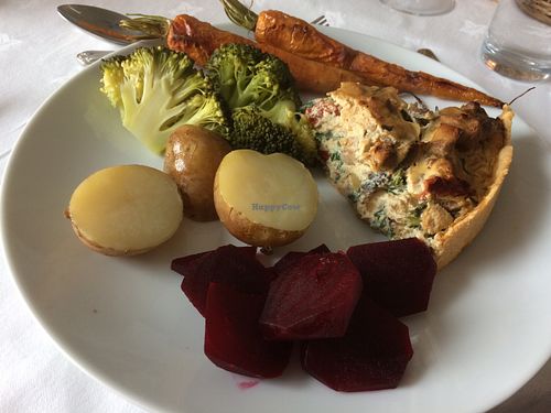 Mushroom, spinach and sun dried tomato flan
 at Michael House in Tintagel