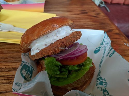 Basic "chicken" burger, £7.50 (rating 2/5) at Vegan Vice in Cambridge