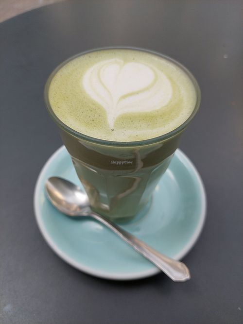 Matcha latte 5.50 eur plus 0.50 for oat milk at Bloom in Luxembourg City