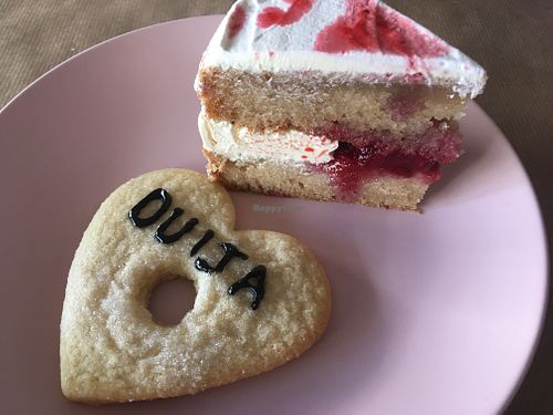Cream and strawberry cake at Foxy Factory in Villefranche-sur-saone