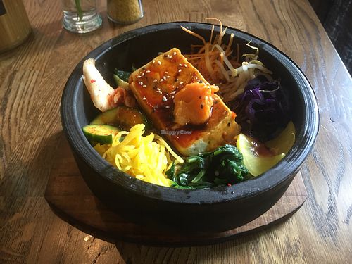 Bibimbab (vegan egg, fried tofu and chili) at Feel Seoul Good in Berlin