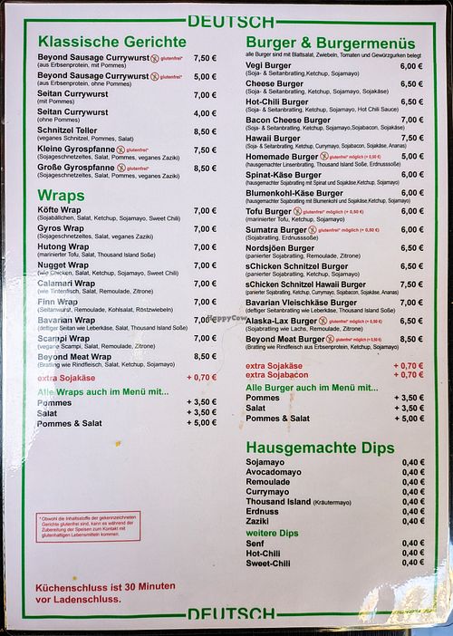 Menu page at Yoyo Foodworld at Yoyo Foodworld in Berlin