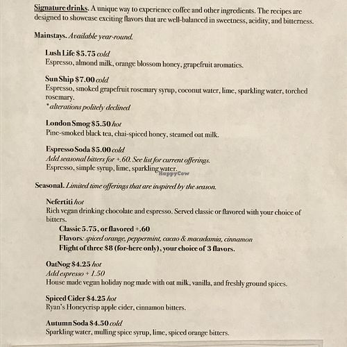 Vegan gourmet drink heaven  at Ghost Note Coffee in Seattle