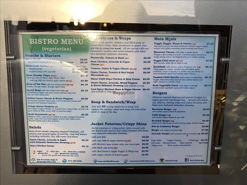 Vegetarian/vegan menu at Reds in Edinburgh