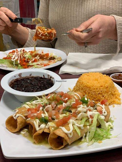 Potato flautas with vegan creama  at Taco Temptation in Port Chester
