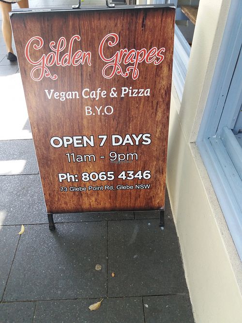 Signage at Golden Grapes in Glebe