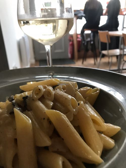 Pasta and wine at Vegano in Newcastle Upon Tyne