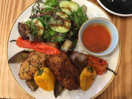 Cauliflower croquette with roasted eggplant and peppers at Hinterland in Brussels