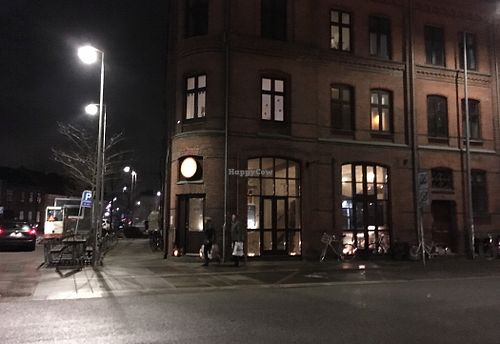 Wildebeest seen from the outside.
Street: Østerbrogade 12 at Wildebeest Gastropub in Aalborg