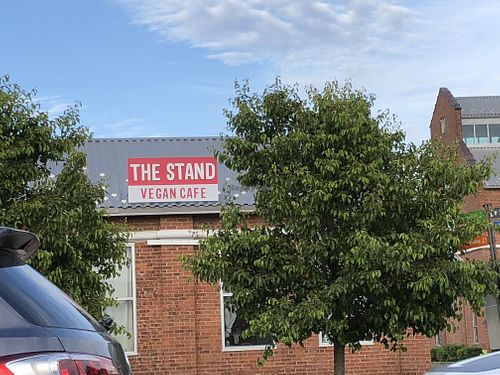 The sign  at The Stand Vegan Cafe in Fairfield