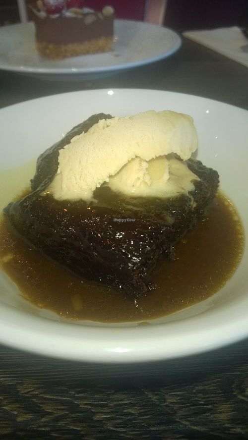 Sticky toffee pudding with coconut toffee sauce at Evan's Bistro in Whitley Bay