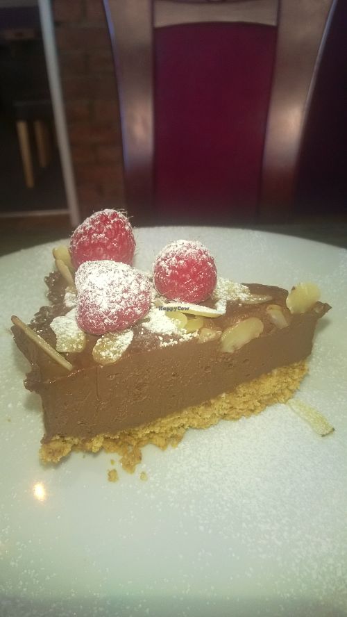 Amaretto and chocolate mousse cake at Evan's Bistro in Whitley Bay