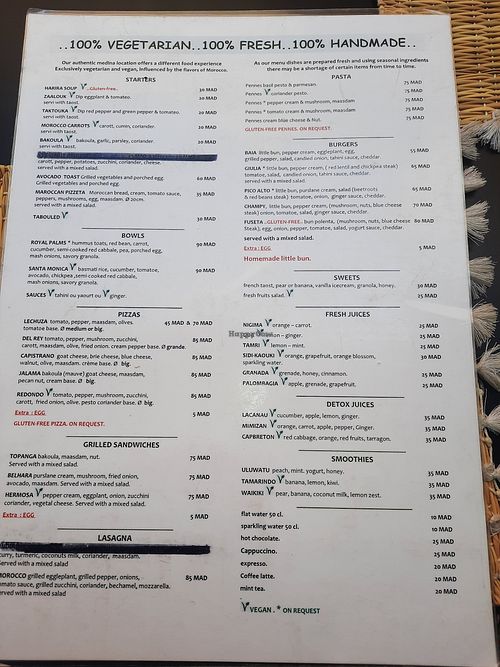 Menu 5th March 2023 at Veggie Pause  in Fes