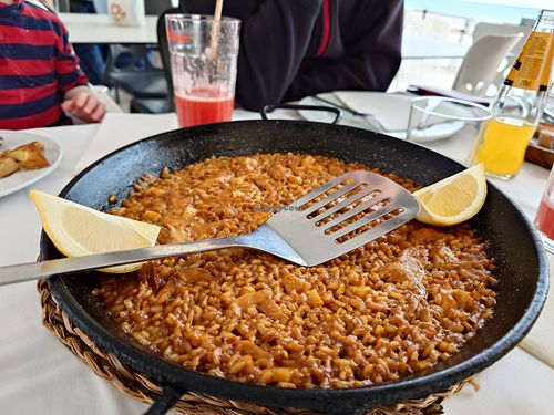 Vegan paella. Their olives were great too. at Xaloc Lounge in Alicante