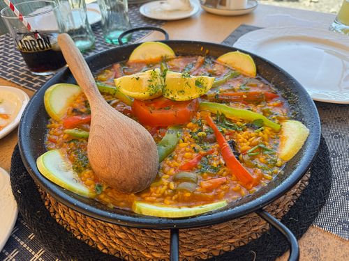 Vegan Paella at Lago Verde in Lanzarote