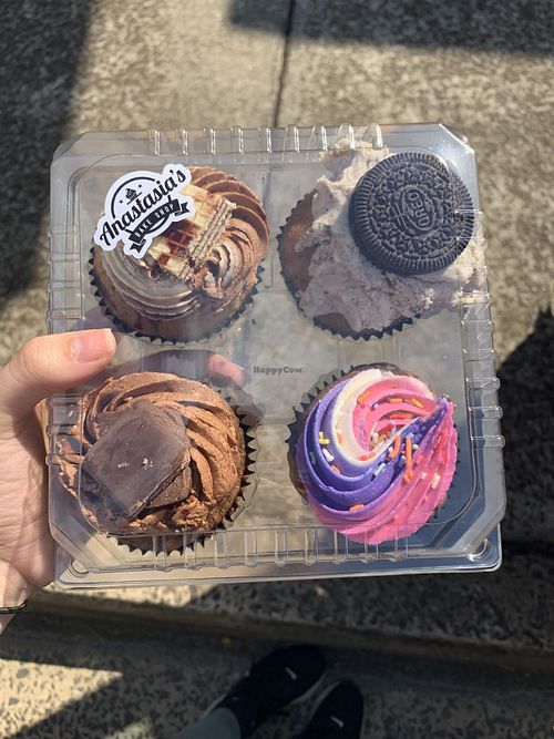Vegan cupcakes 
Bottom two are gluten free as well at Anastasia's Bake Shop in Shellharbour