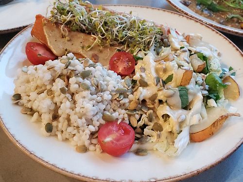 Sweet potato dish with bulgar at Caffe Miasto in Warsaw