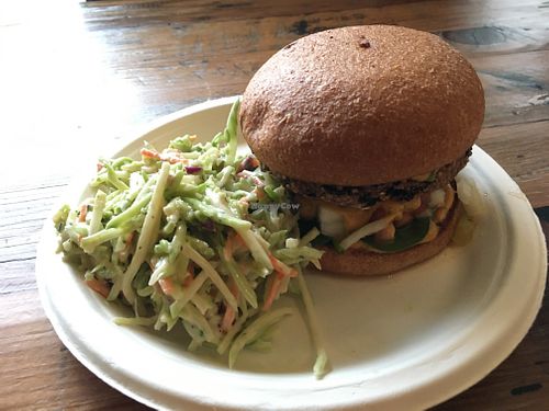 Southwest Chipotle Burger w/ Slaw at Sage Against The Machine in Bellingham