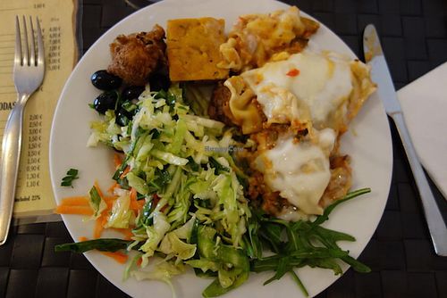 Great place! We ate here twice. Huge buffet, lots of choice including a mega-tasty lasagne and a coconut tofu curry, lots and lots of salad too. There is so much choice at the buffet and the food is really tasty. Thanks Jardim das Cerejas!  at Jardim das Cerejas - Chiado in Lisbon