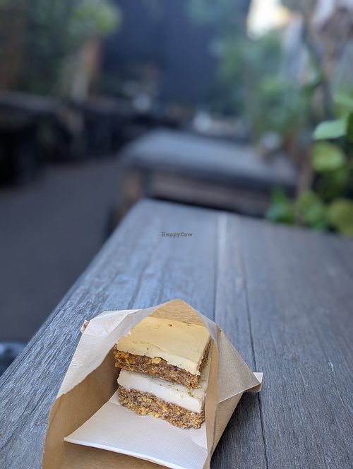 Coconut lemon and passionfruit slices at Rafter & Rose in Ipswich