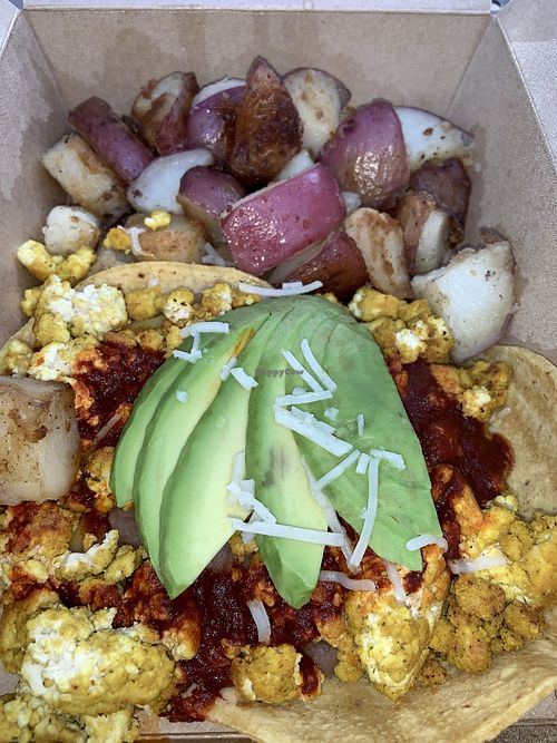 Vegan Huevos Rancheros at Palm Greens Cafe in Palm Springs