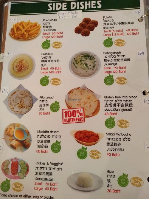 Menu at Sababa in Chiang Mai