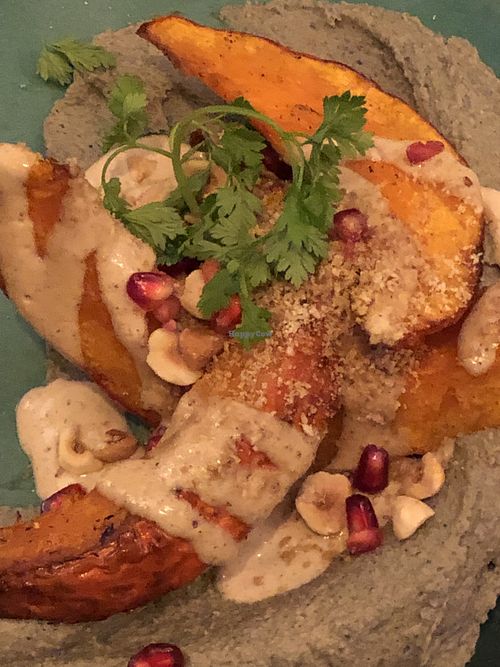 Roasted squash and green hummus  at Le Potager de Charlotte - Rennequin in Paris