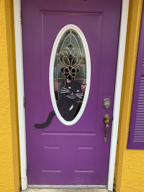 front door at The Black Cat Cafe in Devon