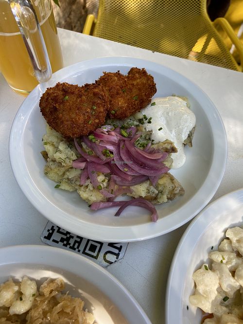 Schnitzel with potato salad   at Made with Laf in Bratislava