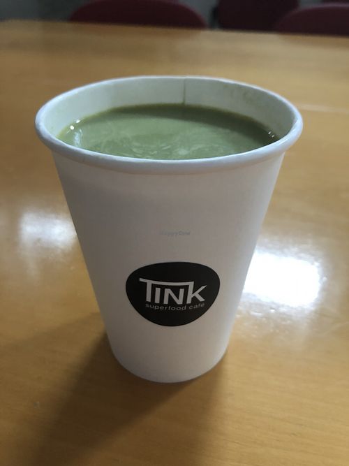 coconut matcha latte at TINK in Ljubljana