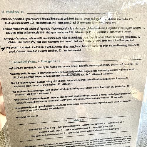 Menu  at Modern Shaman in Whittier