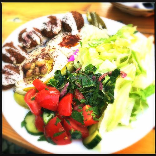 The amazing Falafel-Teller at DINA Falafel and More in Leipzig