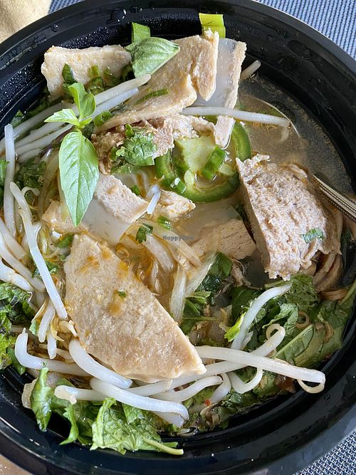 Spicy lemongrass vegan beef noodle soup at Holy Basil Pho in Oakland