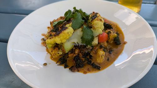 Bowl meal with cauliflower steak at Pear Tree in Hermanus