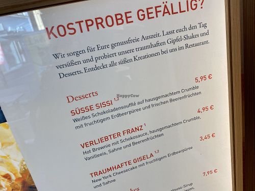 menu at Sissi und Franz in Kaiserslautern