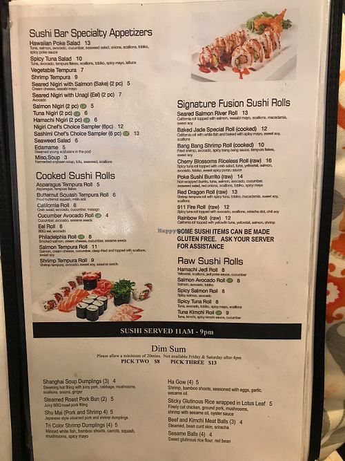 Sushi & dim sum menu at Oriental Jade in Bangor