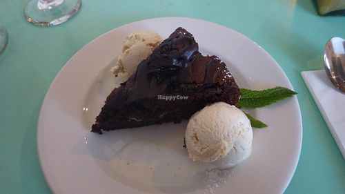 Chocolate and Prune Cake with Ice Cream at Spinacio's in St Ives