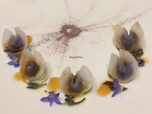 Dumplings with purple potato  at Antonio Chiodi Latini in Turin