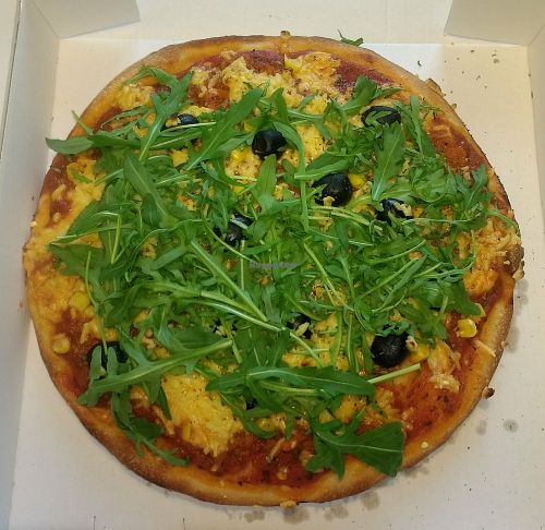 253 Vegan Deep Dish Pizza at Stenovn Delicato Pizza & Sharwarma in Odense