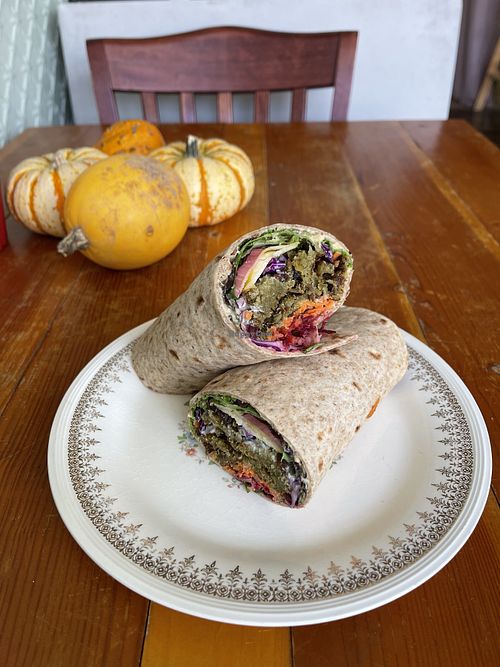 Falafel wrap  at Farm to Face Cafe in Baltimore