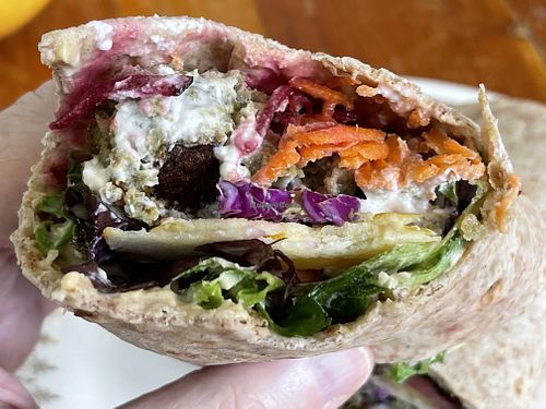 Falafel wrap  at Farm to Face Cafe in Baltimore