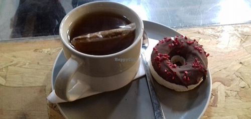 Tea with vegan marshmallow 'donut' at The Alleycat in Inverness