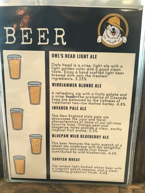 Beer menu at Sea Dog Brewing Co in Camden