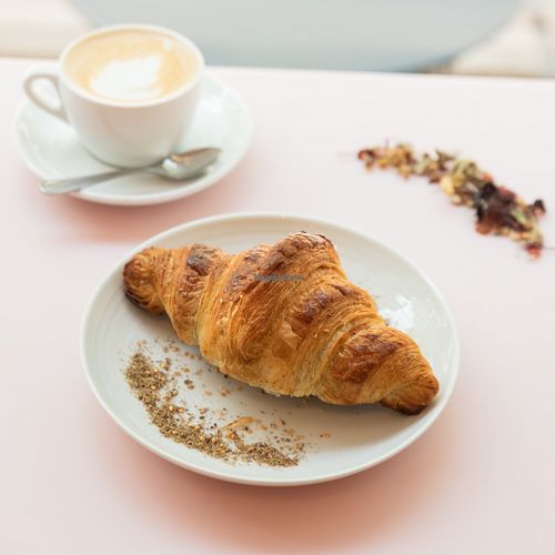 Coffee and Zaatar Croissant  at Sumac in Paris