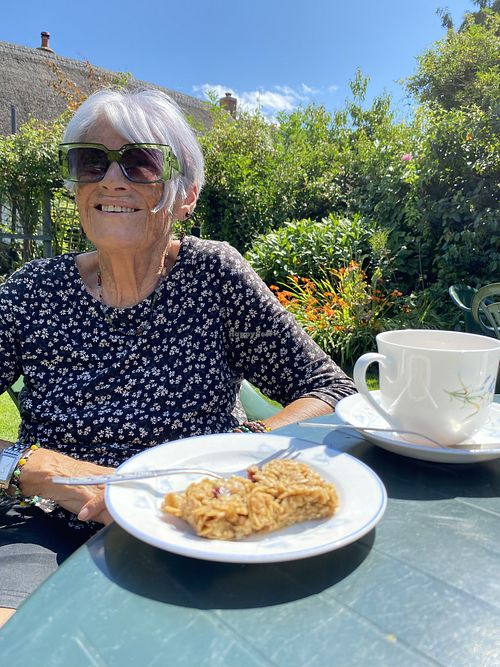 Beautiful garden and cakes with tea 💚  at Kitnors in Minehead